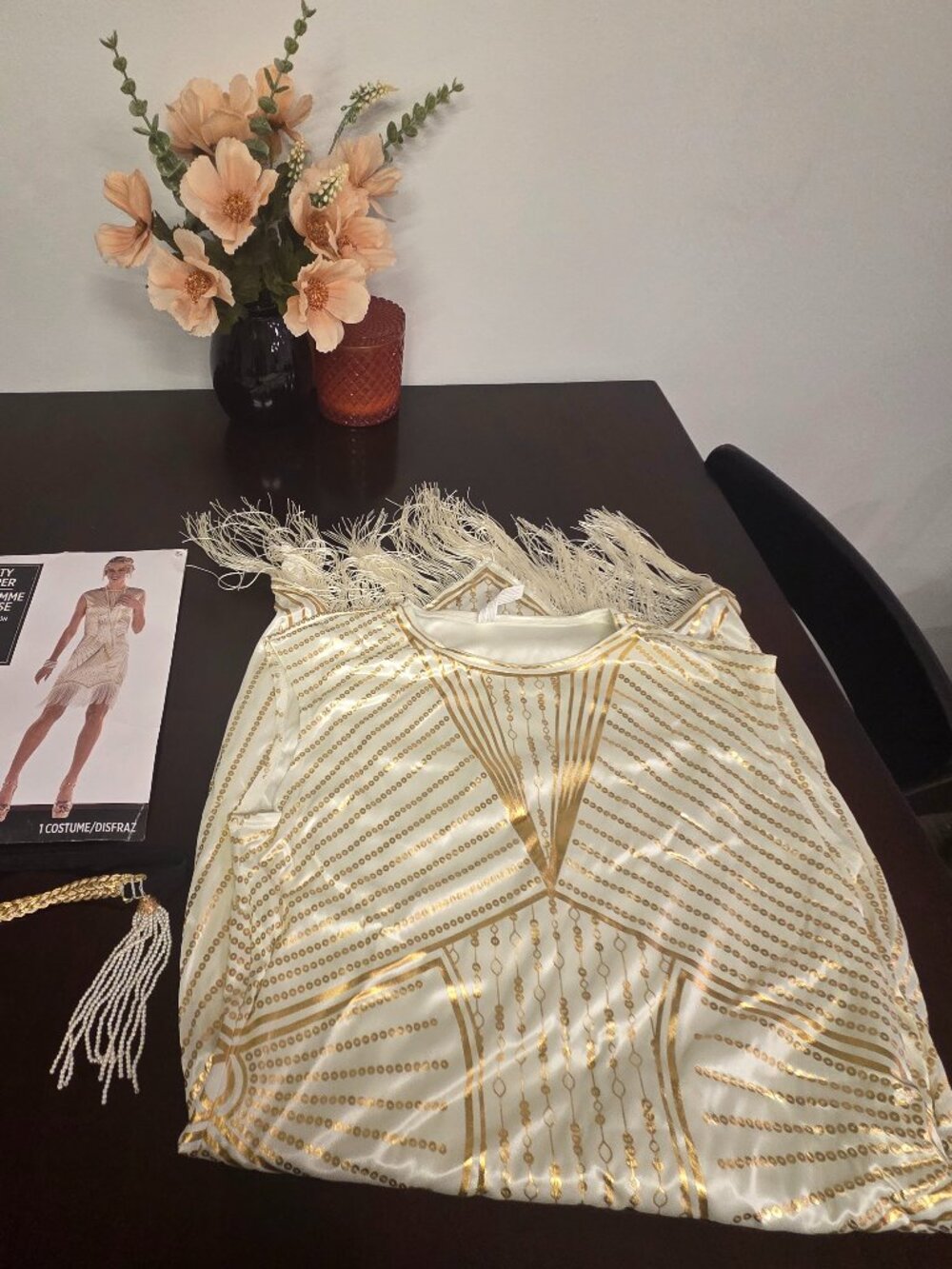 NWT Womens Large Flapper Dress Costume With Headpiece